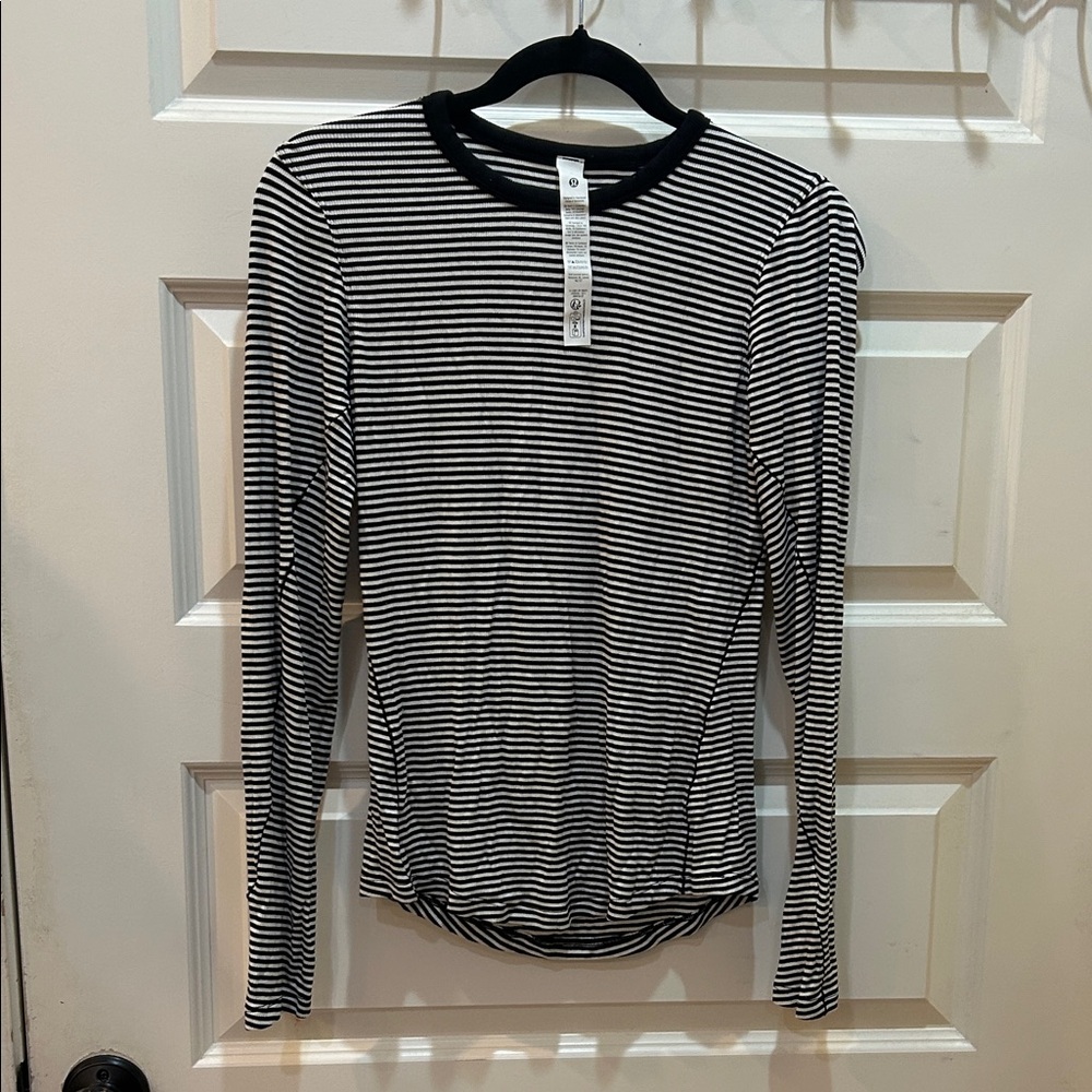 lululemon athletica Black & White Striped Long Sleeve Crew